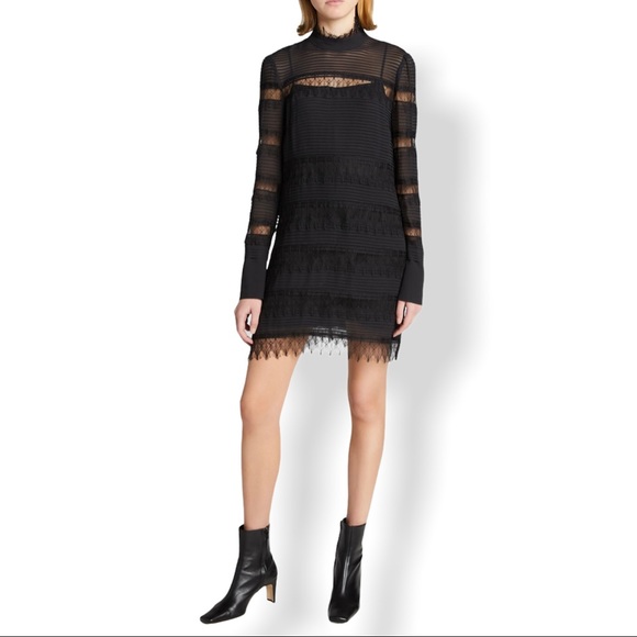 Frame Nora Lace Shift Dress Black XS MSRP $548